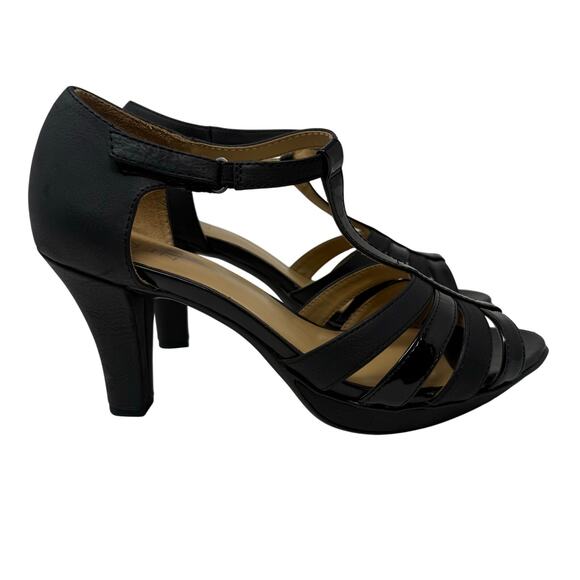 Naturalizer Delight Peep Toe Ankle Strap Women's Black Pump Size 8 - Picture 10 of 10